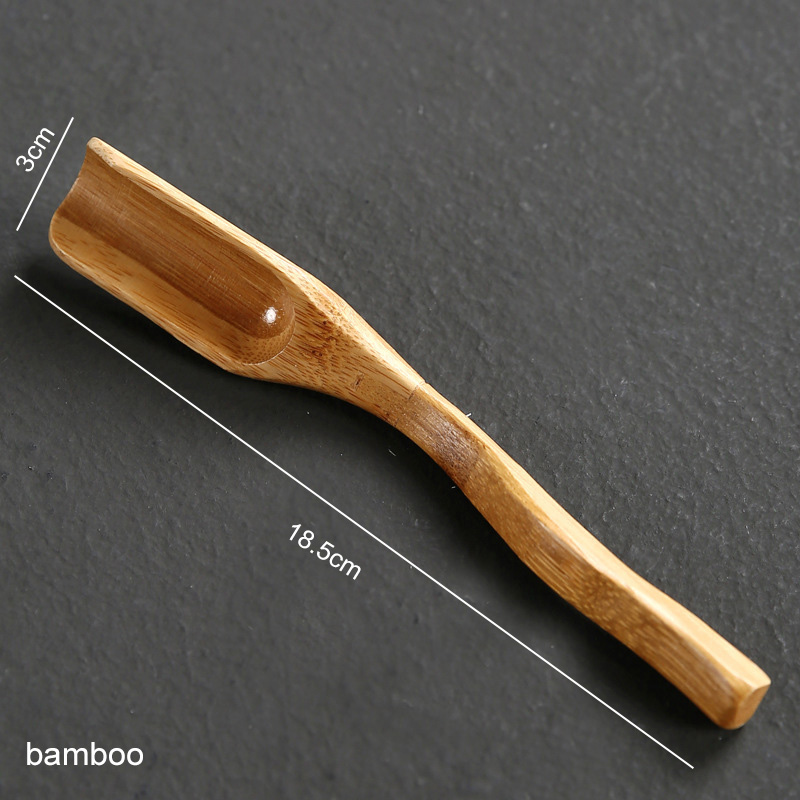 1 stk te tilbehør kinesisk kongfu træ bambus retro stil naturlig te skefuld delikat ske bærbar bambus teske: Bambus