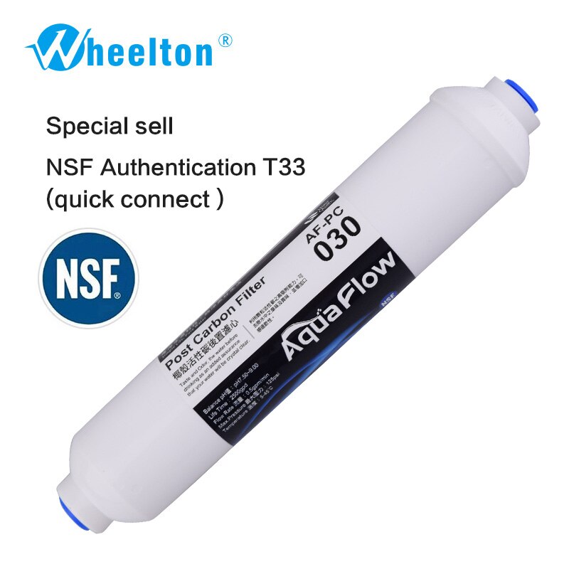 Wheelton Bieden T33 Alkaline Water Post Carbon Filter Voor Water Filter Purifier Systeem RO-REVERSE Osmose Quick Connect10 Inch