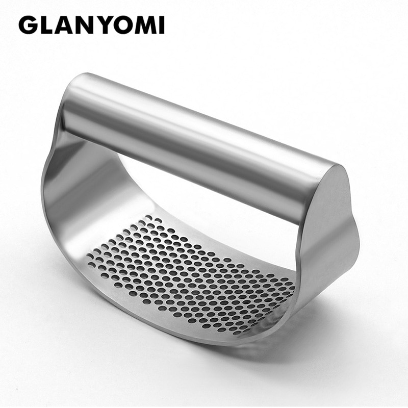 Stainless Steel Garlic Press Crusher - Mincer & Chopper, Easy Squeeze, Black/Silver