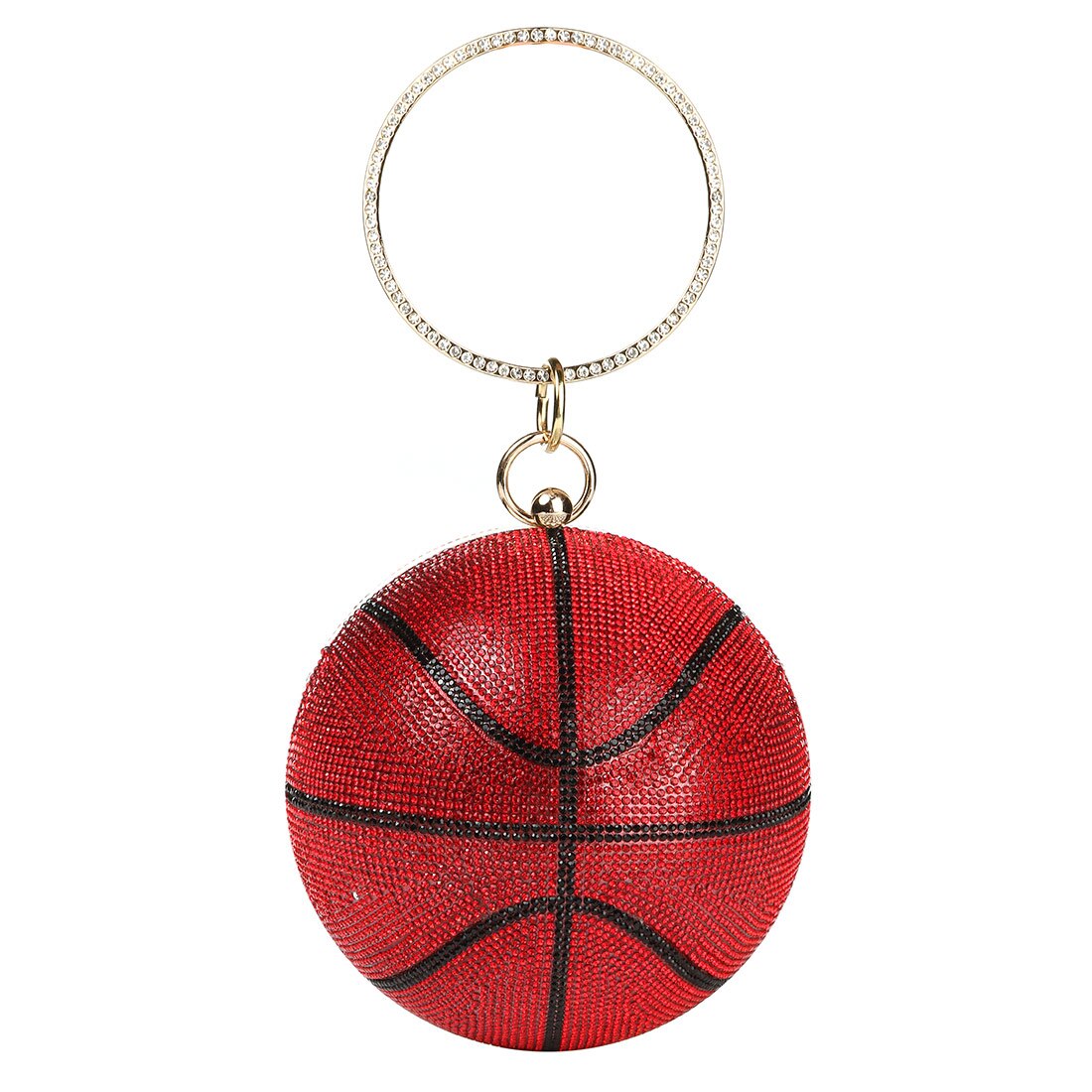 Bolsa de basquete diamante feminina, bolsa de mão de desenho bola de luxo para mulheres bolsas de festa e sacola feminina de ombro corrente bolsa de mão basquete: red