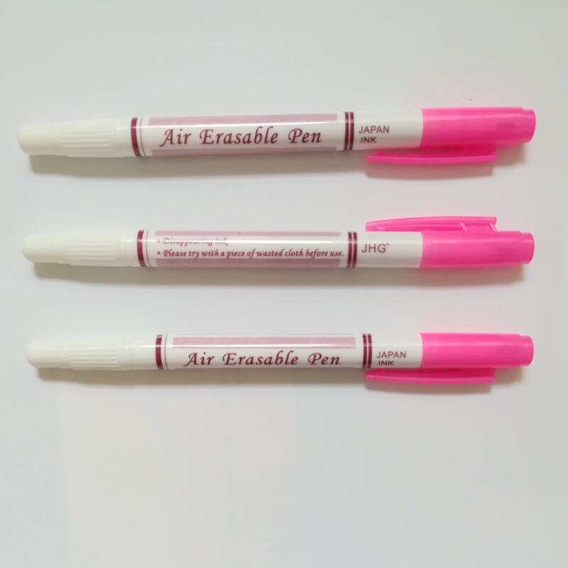 JHG Double Side Blue Water Erasable Pen Purple Fabric Marker Paint Pen Pink Air Erasable Pen Textile Markers Sewing Accessories: 3 pcs Pink