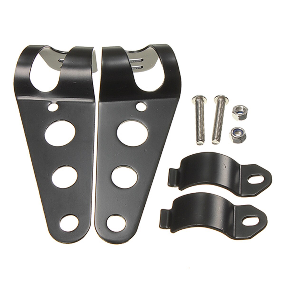 Universele 35-43Mm Motorfiets Koplamp Mount Brackets Vork Oor Chopper Koplamp Houder Passen Motor Vork Mount: Black