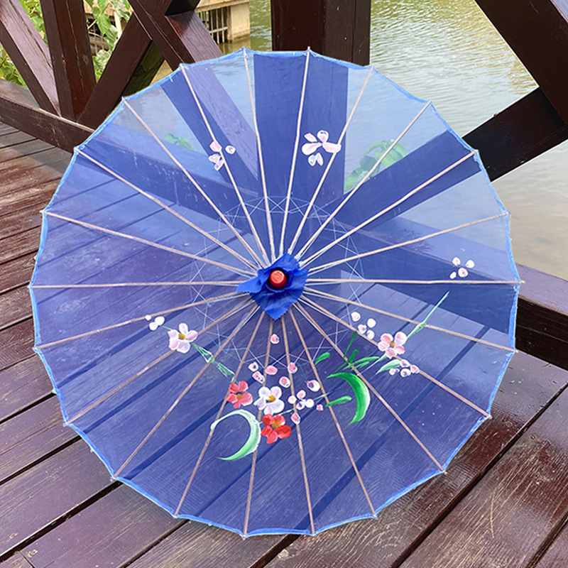 Transparent Silk Umbrella Dance Craft Umbrella Photography Decoration Ceiling Ancient Costume Prop Umbrella Women Hanfu Cosplay: Blue