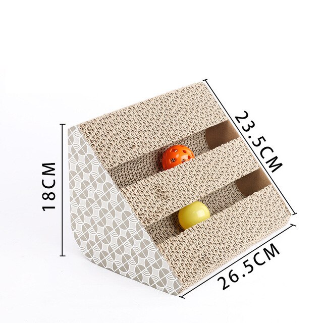 Corrugated Cat Scratch Paper Board Cardboard Catnip Pad Grinding Nails Claw Interactive Protect Furniture Kitten Scratcher Toy: One Side Have Bell