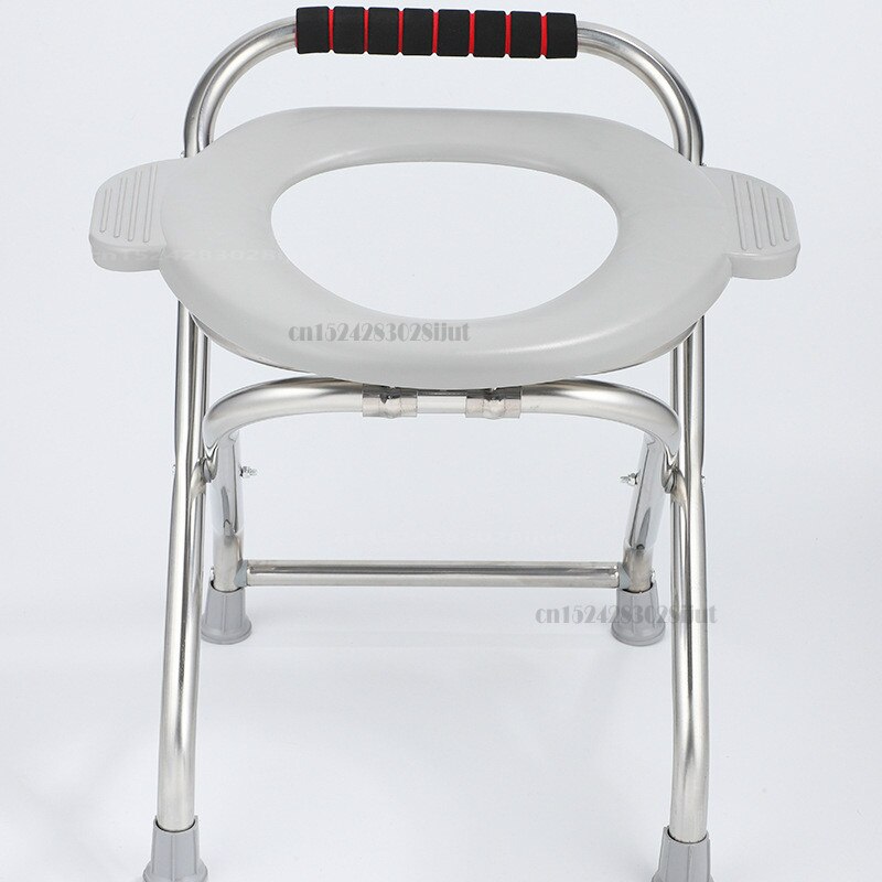 Folding Toilet Chair Household Bathing Chair for The Elderly Mobile Thickened Toilet Chairs Bearing 100kg: Default Title