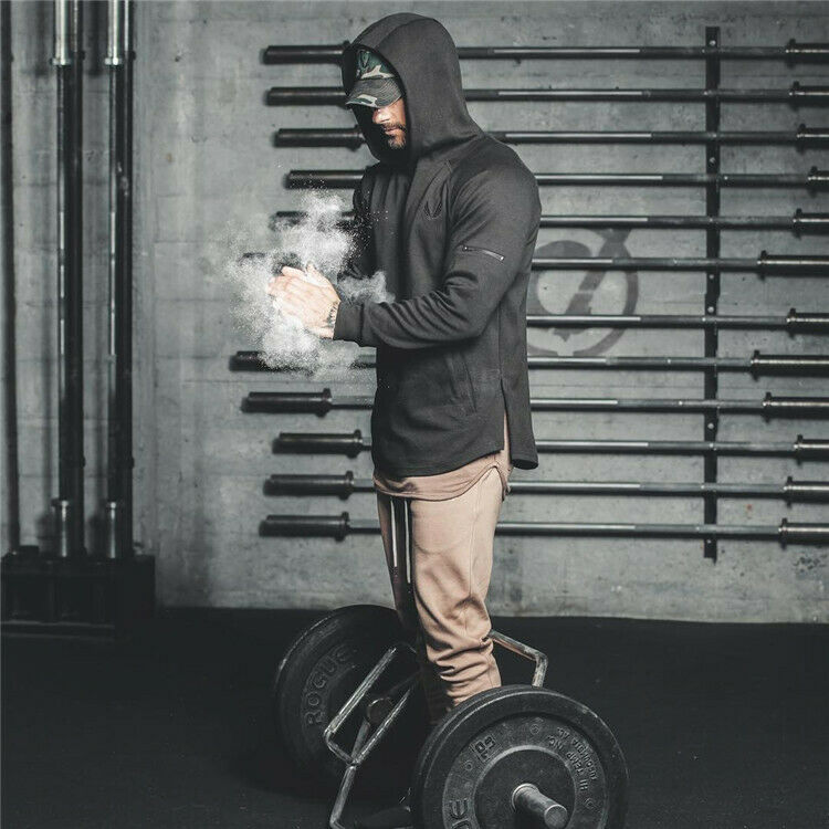 Heren gym dunne hoodie lange mouwen hoodies sweatshirt casual t-shirt fitness tops