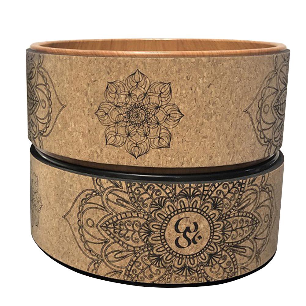 Mandala Patroon Yoga Wiel Natuurlijke Kurk Yoga Auxiliary Wiel Massage Wiel Back Bocht Artefact Pilates Yoga Cirkel