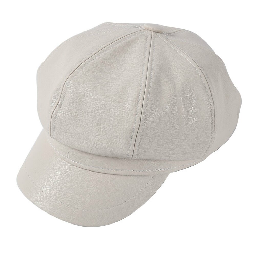 Showersmile blue læder newsboy cap læder vintage hat til kvinder solid baret damer mærke ivy spitfire cap