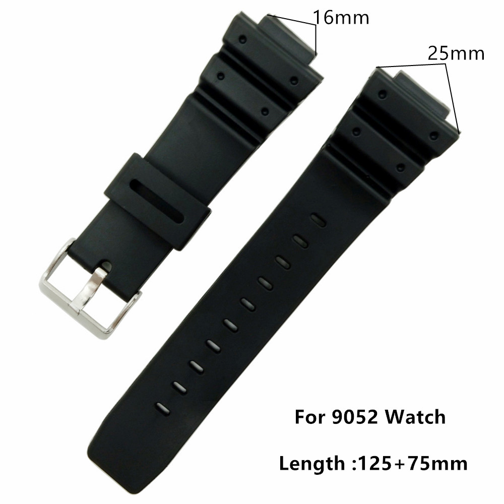 16mm Black PVC Watch Band Strap Fits DW-5600E DW-5700 G5600 5700 GM-5610 / 6900 9052 Series Watchband Replace + Tool: J1