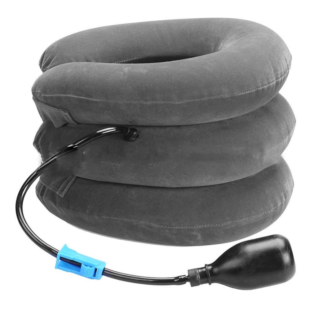 Cervikal trækapparat oppustelig fløjl nakkebeskytter justerbar nakke massage bøjle støtte hoved ryg skulder nakke massager