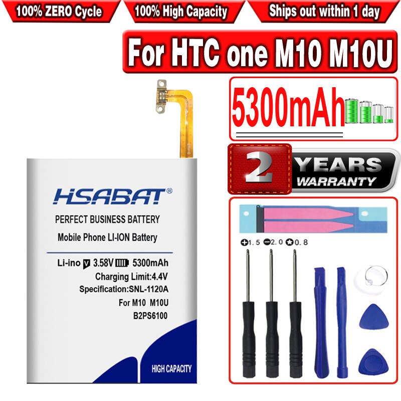Hsabat B2PS6100 5300 Mah Telefoon Batterij Fit Voor Htc One M10 10/10 Lifestyle M10H