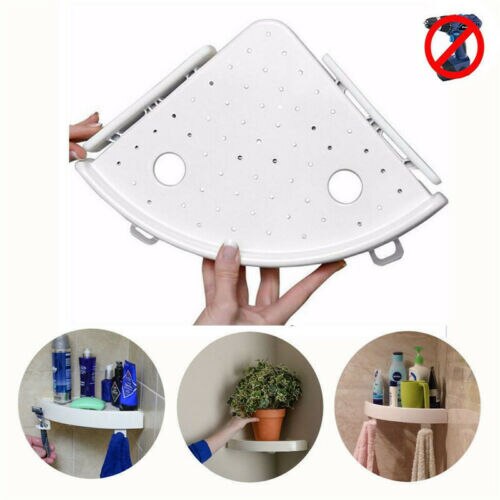 Bathroom Triangular Shower Shelf Corner Bath Storage Holder Organizer Rack White Wall Home Stuff Storage Corner Snap Shelves