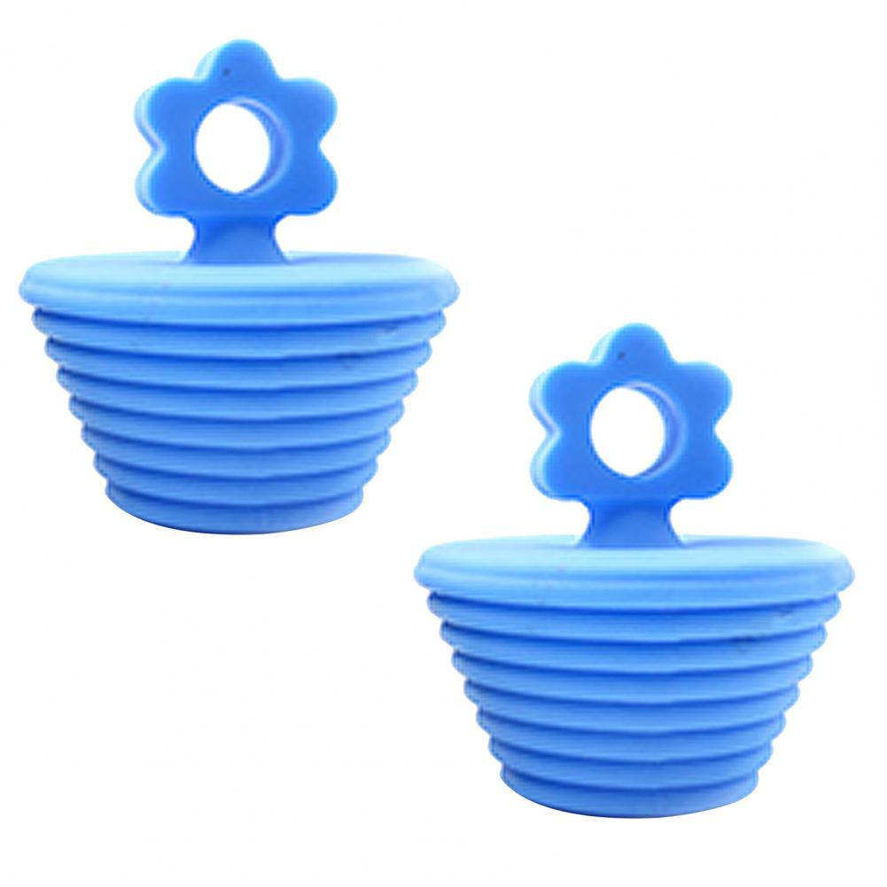 2 Pcs Useful Sink Plug Corrosion-resistant Flexible Drain Stopper Drain Deodorant Plugs for Home Drain Plug: Blue
