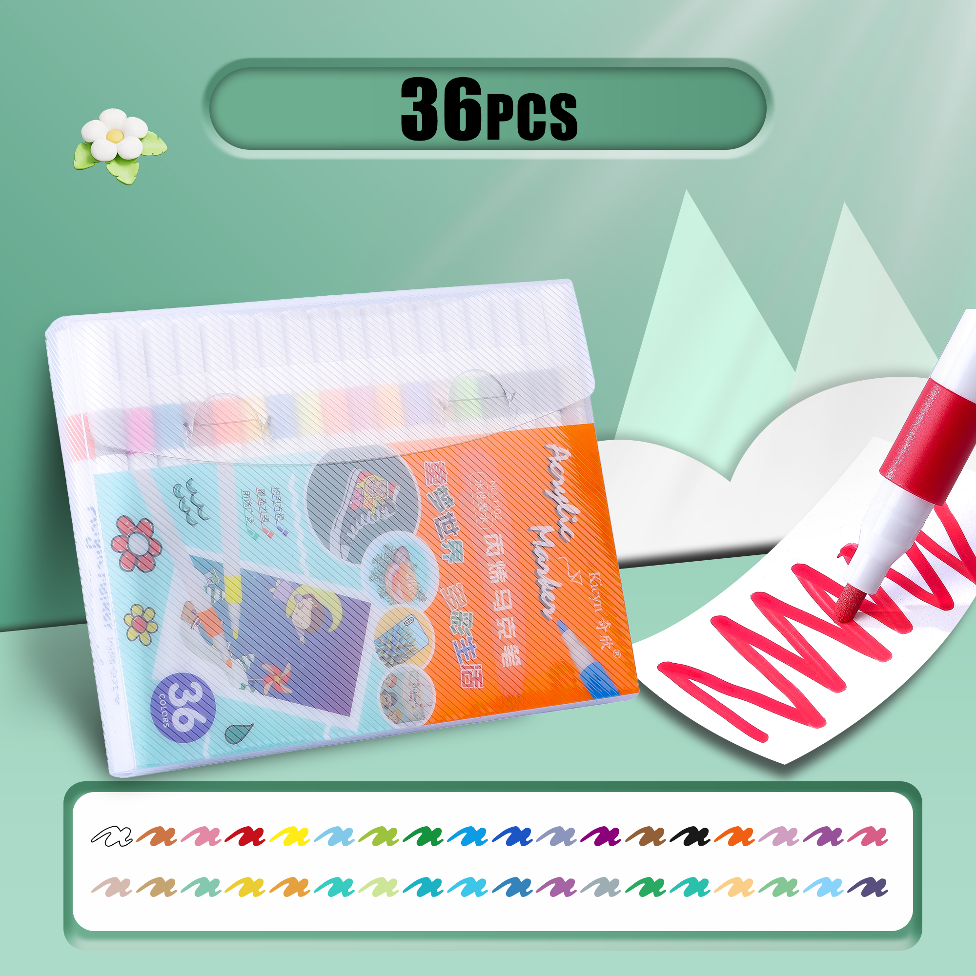 Juego de 12-60 Colores, rotulador artístico de pintura acrílica, pintura rupestre para niños, Graffiti, piedra, cerámica, vidrio, madera, manualidades DIY, suministros de arte: Rojo