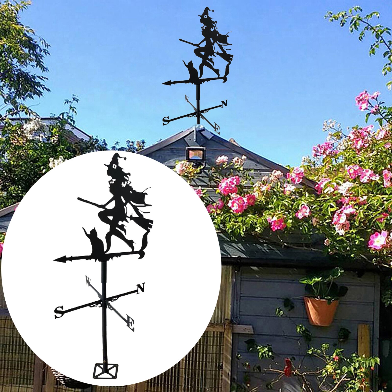 Windwijzer Retro Boerderij Scène Windwijzer Metalen Windwijzer Tuinpaal