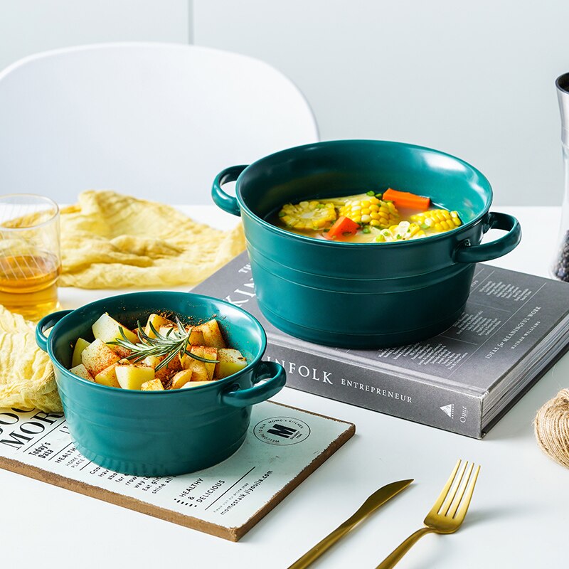 Duże miski robić zupy sałatkowej Ramen, ceramiczna szmaragdowa makaron zbożowa salaterka, Super duża miska zupy