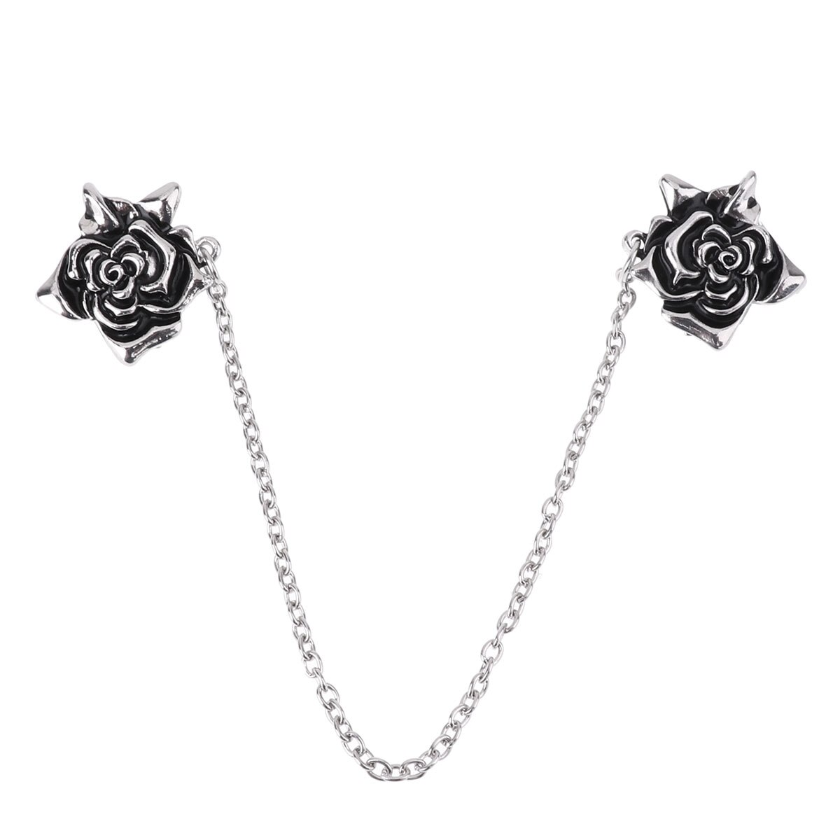 Clip de Rebeca para suéter para mujer, pasador de seguridad Vintage con flores, soporte para cuello de camisa, broche de Metal de cristal, Pin de cocodrilo artesanal: Black