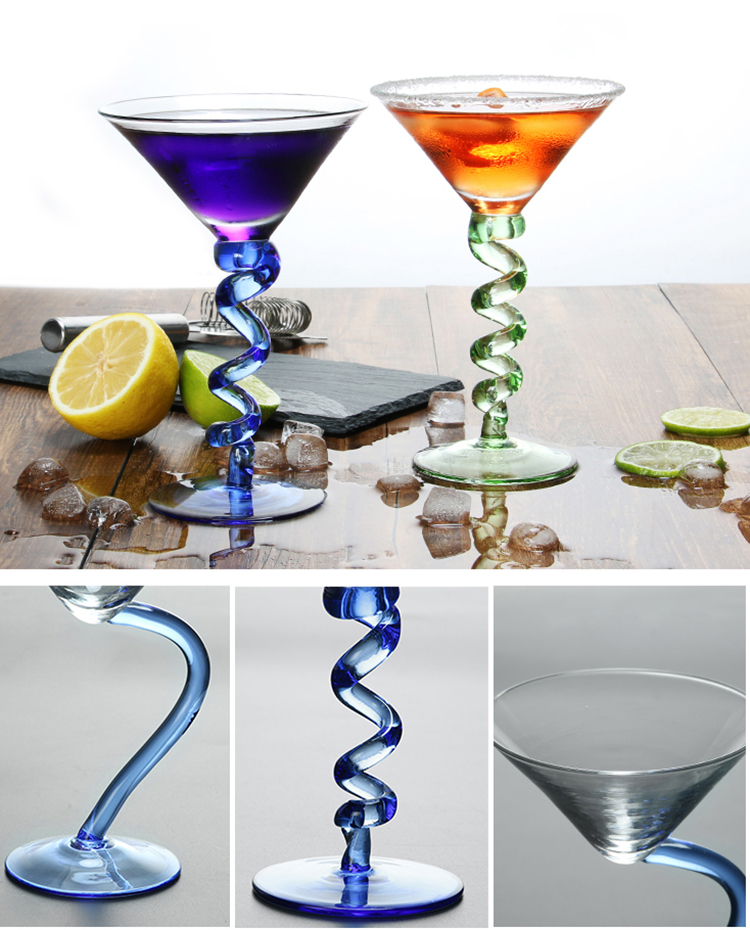 Color Cocktail Glass cup Bend Buttons Spring Glasses High Color Stained Glass Cocktails Champagne Cups