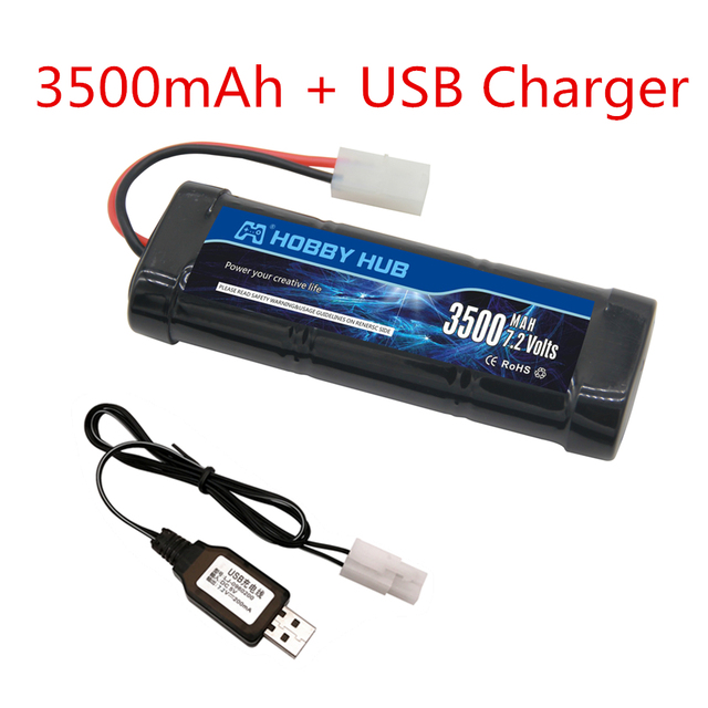 7.2V 5000mAh Ni-MH SC battery and 7.2v charger for RC toys tank car Airplane Helicopter With Tamiya Connectors 7.2 v battery: black
