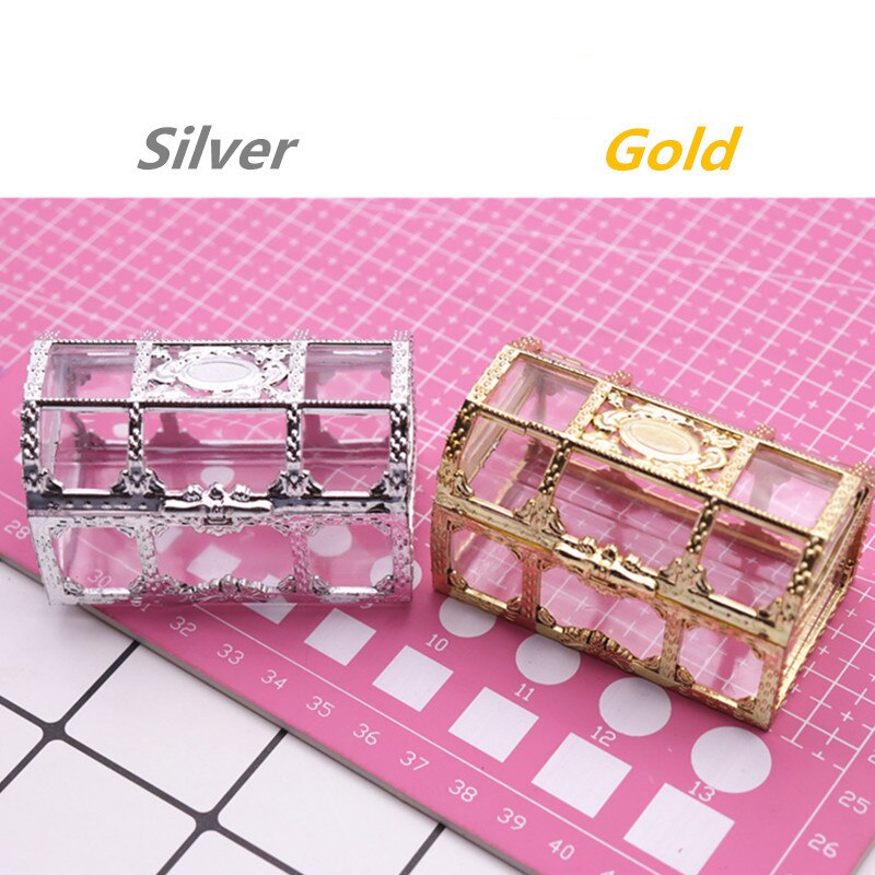 48 st skattkista förvaringsbox guld silver plast godis choklad box bröllopsdekorationer event & festtillbehör
