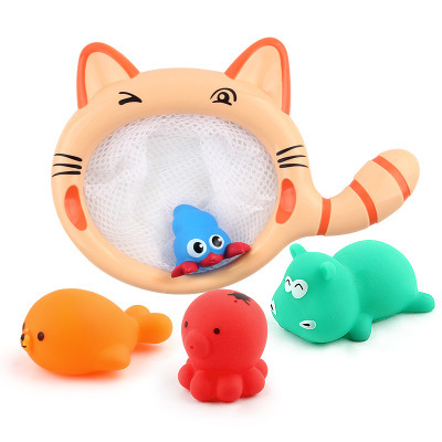 Children fishing rubber toys baby bathing toys animal toys kids toy: 113g