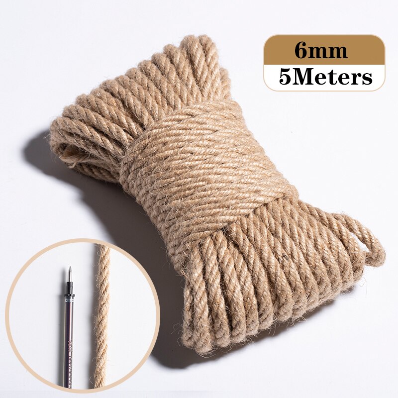Cotton Macrame Cord Rope Twine 1/2/3/4/5/6/8/10mm DIY Macrame Rope Ribbon Crafts Twisted String Braided Handwork Home Decoration: Jute 6mm 5Meters