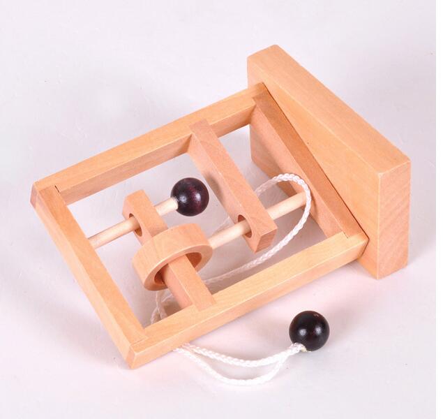 Desk Novelty 3D Wooden Rope Loop Puzzle IQ Mind String Brain teaser Game for Adults Kids: Model 4