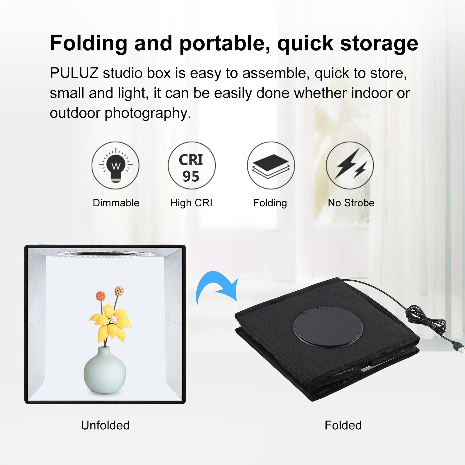 Puluz Mini Fotostudio Lightbox Fotografie 3 Mode Led Light Box Verlichting Studio Schieten Tent Box Kits 6/12 Kleuren Achtergrond