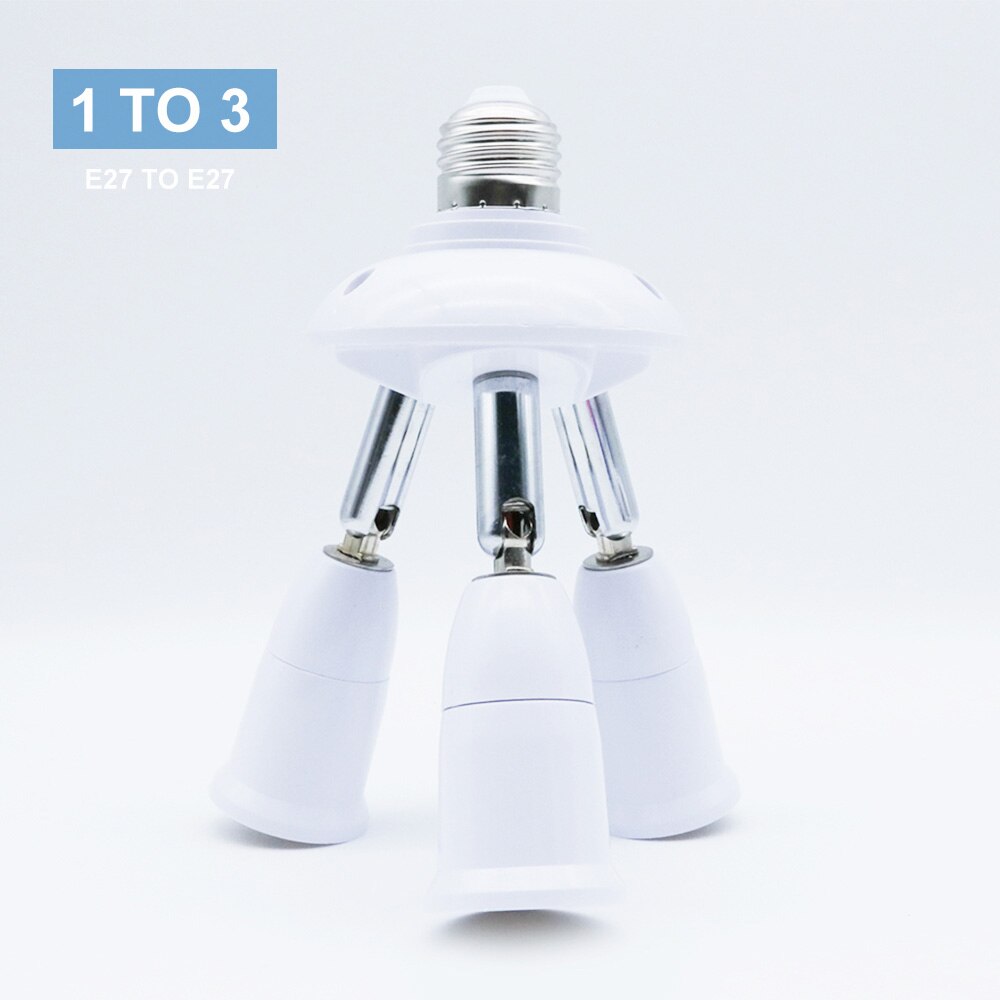 2/3/4/5 in 1 fatnings splitter  e27 to e27 lampe base adapter konverter fleksibel forlænget lampeholder til led pærer: 1 to 3