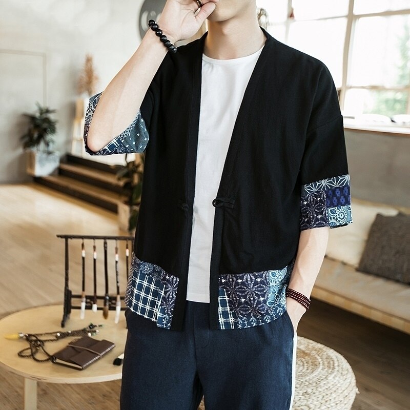 Japanese kimono cardigan men haori yukata male samurai costume clothing kimono jacket mens kimono shirt yukata haori FZ2005