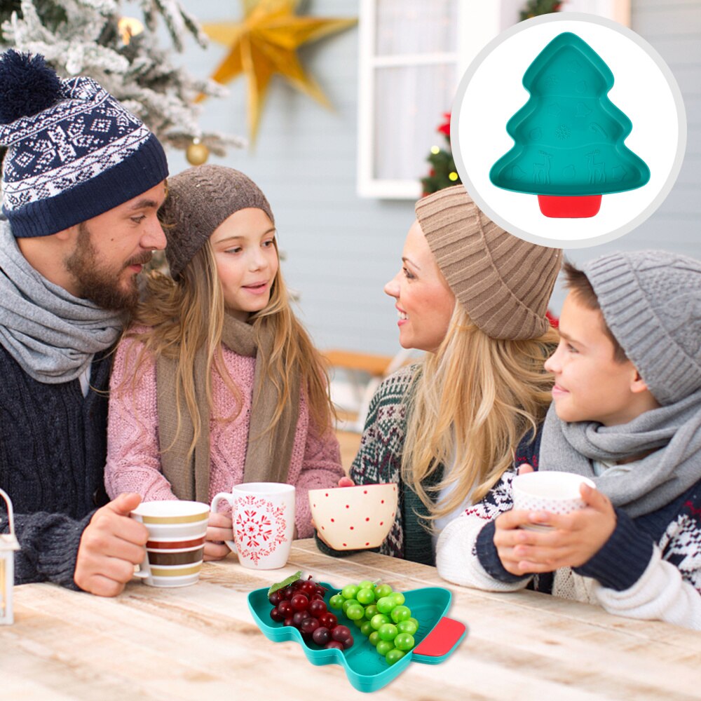 1Pc Multifunction Christmas Tree Shape Fruit Plates Candy Snack Trays: Green
