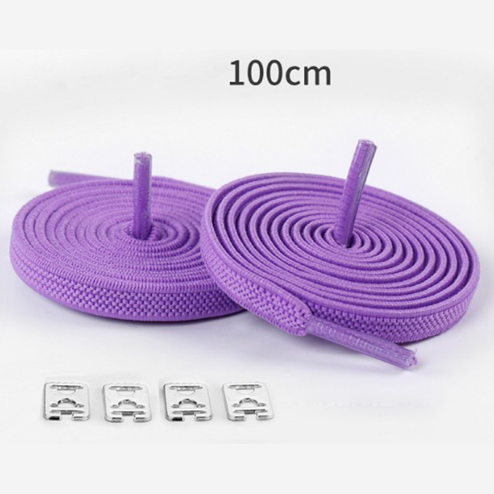 1 par 100cm uden binde elastiske snørebånd strækbare gummisnørebånd voksne børn hurtige og nemme sneakers elastiske snørebånd cordones: Lilla