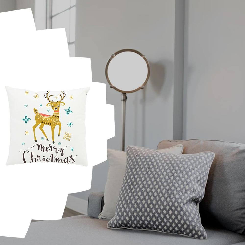 Capa de almofada quadrada natal elk geométrico dreamlike fronha capa de almofada decoração de casa sofá coxim
