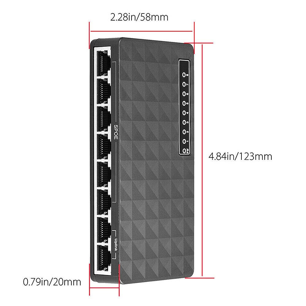 10/100 Mbps 8 Ports Poe Ethernet Lan Desktop Network Switch Hub Adapter(Eu Plug)