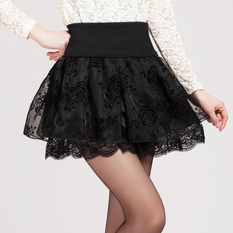 Zuolunouba Sommer Schlank Adrette Felsen Frauen Blume Bogen Mini Ballettröckchen Stil Elastizität Spitze Röcke kurze Hose Dame Hohe Taille Schüler