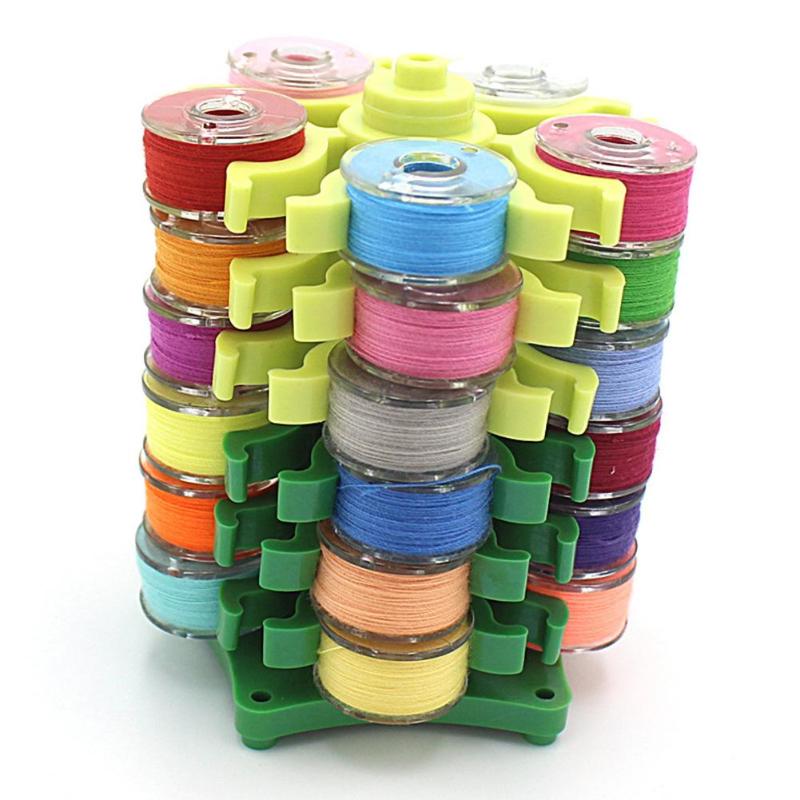 1PC Sewing Shuttle Core Case Holder Embroidery Tower Storage for 30 Bobbins Sewing Machine Bobbins Storage Rack Useful