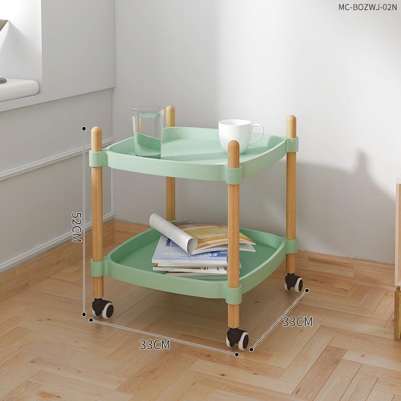 Trolley Floor Bedroom Living Room Bedside Table Modern Small Apartment Portable Coffee Table Small Size Storage Rack: Green-two layers