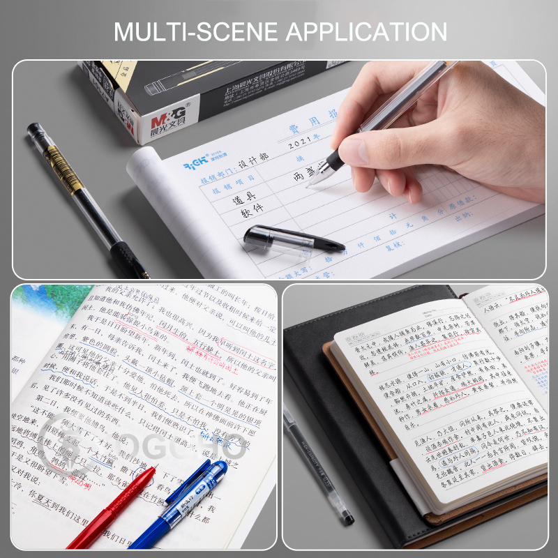 M & G – stylo Gel à pointe Ultra Fine, 0.28mm/0.35mm/0.38mm, 12 pièces/boîte, recharge d'encre, noir, bleu, rouge, fournitures de papeterie scolaires et de bureau