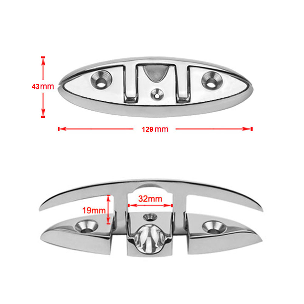 1/2Pc 5 Inch Mooring Marine Fastener Polished Mirror Surface Dock Folding Boat Cleat Flip Up Stainless Steel Replacement Install