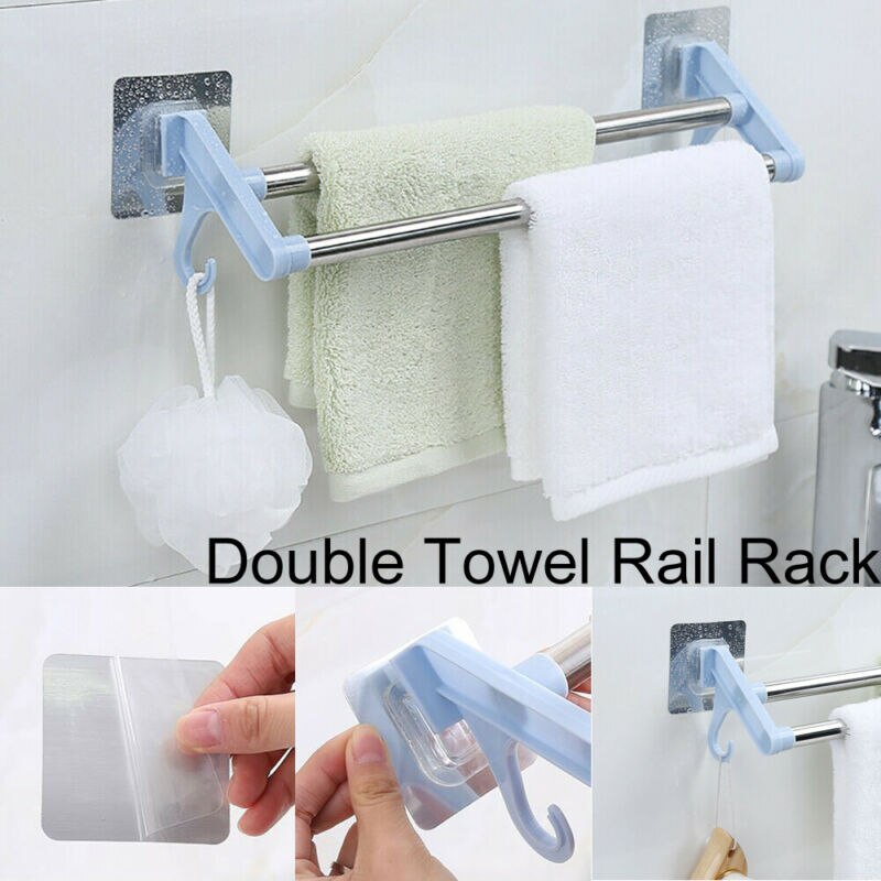 Handdoekhouder roestvrij staal vaste badhouder badkamerstang wandgemonteerde handdoekhouder enkele haak dubbele badkamer handdoekrekken