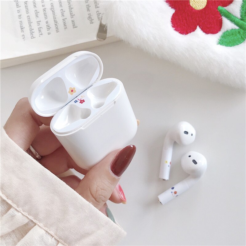Del fumetto Della Polvere Carino Guard Set per Airpods di Protezione Auricolare Pellicola Della protezione Della Pelle Sticker per Airpods Caricatore Auricolare Scatola a prova di Polvere decalcomanie: 3