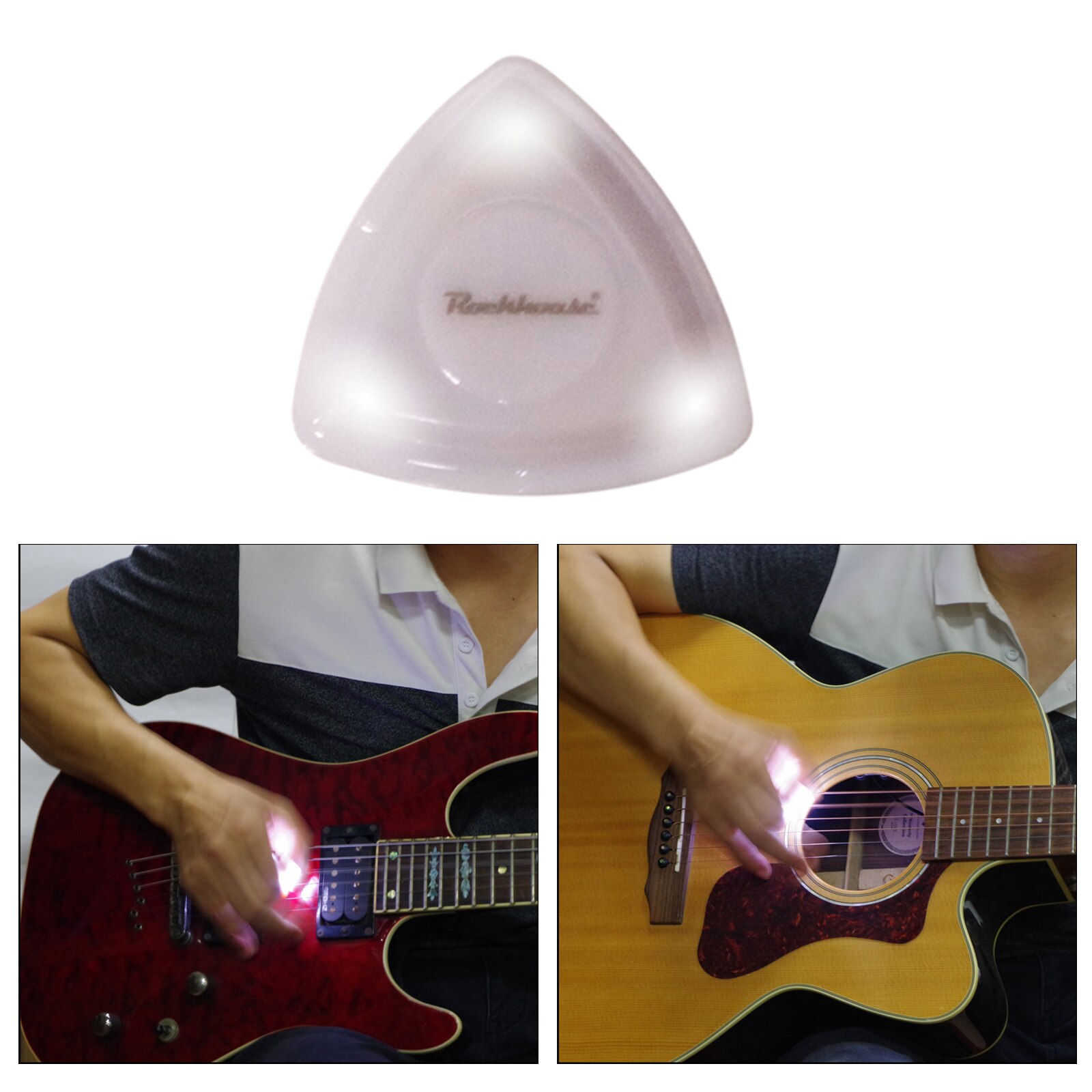 Elektrische Basgitaar Led Picks Shining Touch String Licht Plectrum Voor Guitarra Ukulele Toebehoren: White light