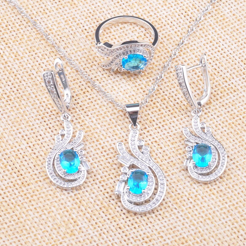 Zilver Kleur Sieraden Sets Voor Vrouwen Crystal Oorbellen Ringen Armband Ketting Kerstcadeau Koreaanse Sieraden YZ0721