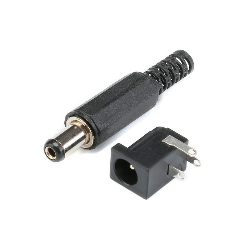 10Pcs PCB Mount 5.5 x 2.1 mm Male/Female DC Power Jack Plug Socket Connector Black DIY Adapter Connector