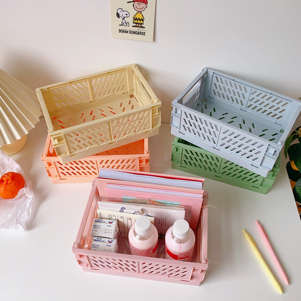Faltbare Aufbewahrungskiste aus Kunststoff, zusammenklappbarer Boxkorb, stapelbar, niedlicher machen-hoch-Schmuck, Spielzeugboxen für Aufbewahrungsbox, Organizer, tragbar