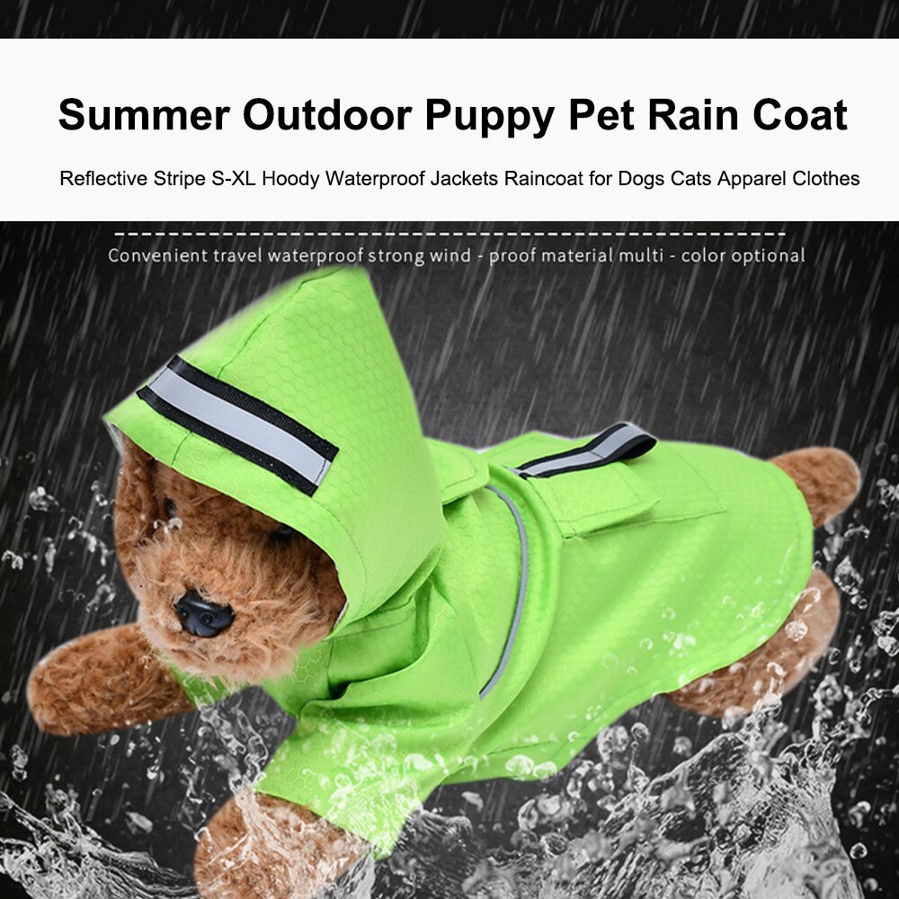 Dog Raincoat Dog Waterproof Dog Rain Coat for Dogs Cats Summer Outdoor Pet Rain Coat with Pockets Hoody Waterproof Jackets
