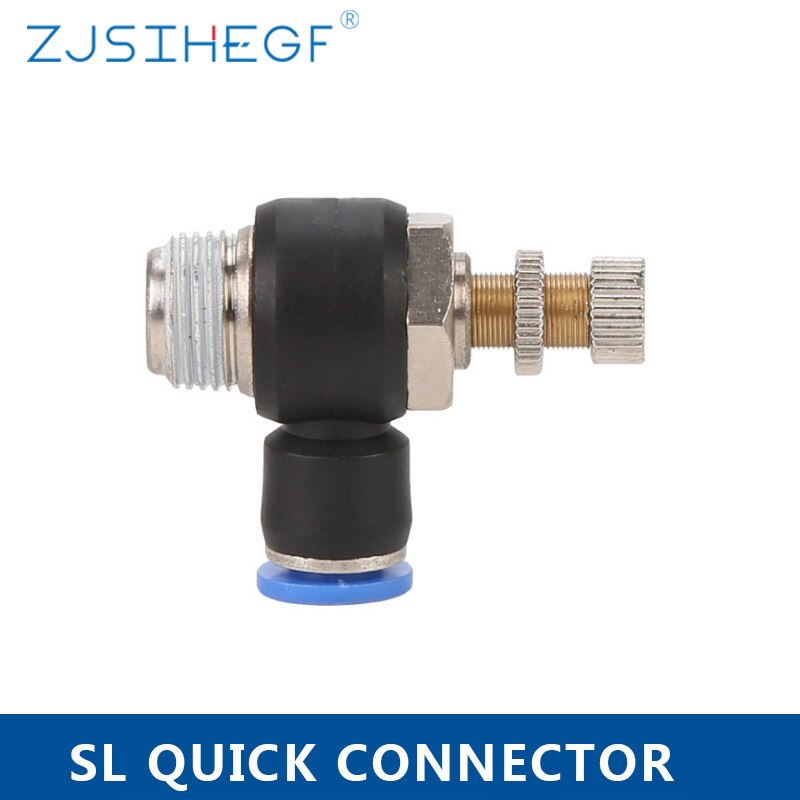 Pneumatic Speed Flow Controller 8mm 6mm 10mm 12mm OD Hose Tube 1/4&quot;BSP 1/8&quot; 3/8&quot; 1/2&quot; Male Gas Airflow Limit Valve Quick Fitting