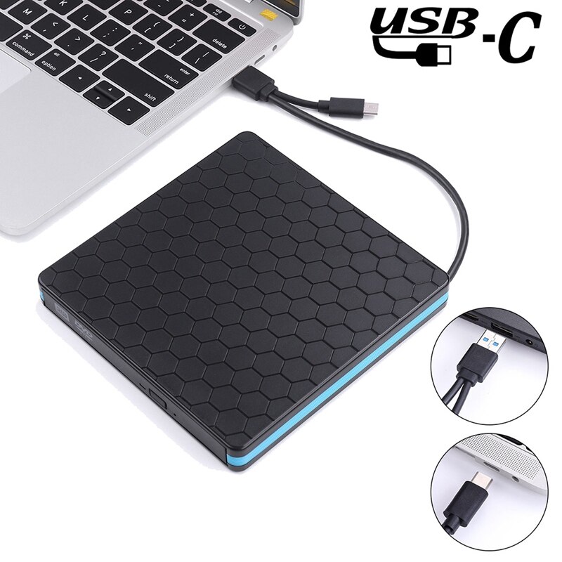 Lecteur CD/DVD externe, USB 3.0 de Type C, lecteur de CD Portable, graveur CD/DVD-RW, faible bruit, transfert de données à grande vitesse