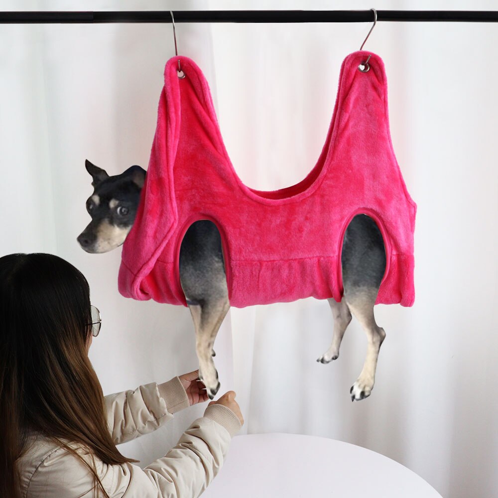 aseo para mascotas, perros y gatos hamacas Franela suave de aseo de mascotas hamaca bolsa de contención arnés de Clip de recorte de baño