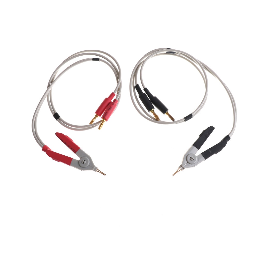 2pcs LCR Meters Clips Resistance Test Leads Banana Plug Clip Cable Terminal Probe Wire Test Line LCR Test Clip Red& Black